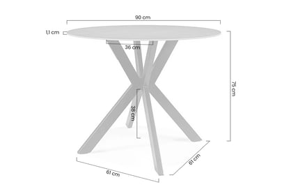 Okrúhly stôl Solmira 90 cm keramický - sivý mramor / čierne nohy Stôl okragly Solmira 90 cm ceramiczny - šedý mramor / čierny nožičky