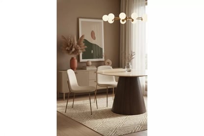 Okrúhly stôl Solvori 120 cm - travertín / orech Stôl okragly Solvori 120 cm - Travertín / Orech