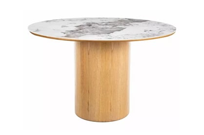 Okrúhly stôl Vensaro 120 cm - mramor / prírodný dub