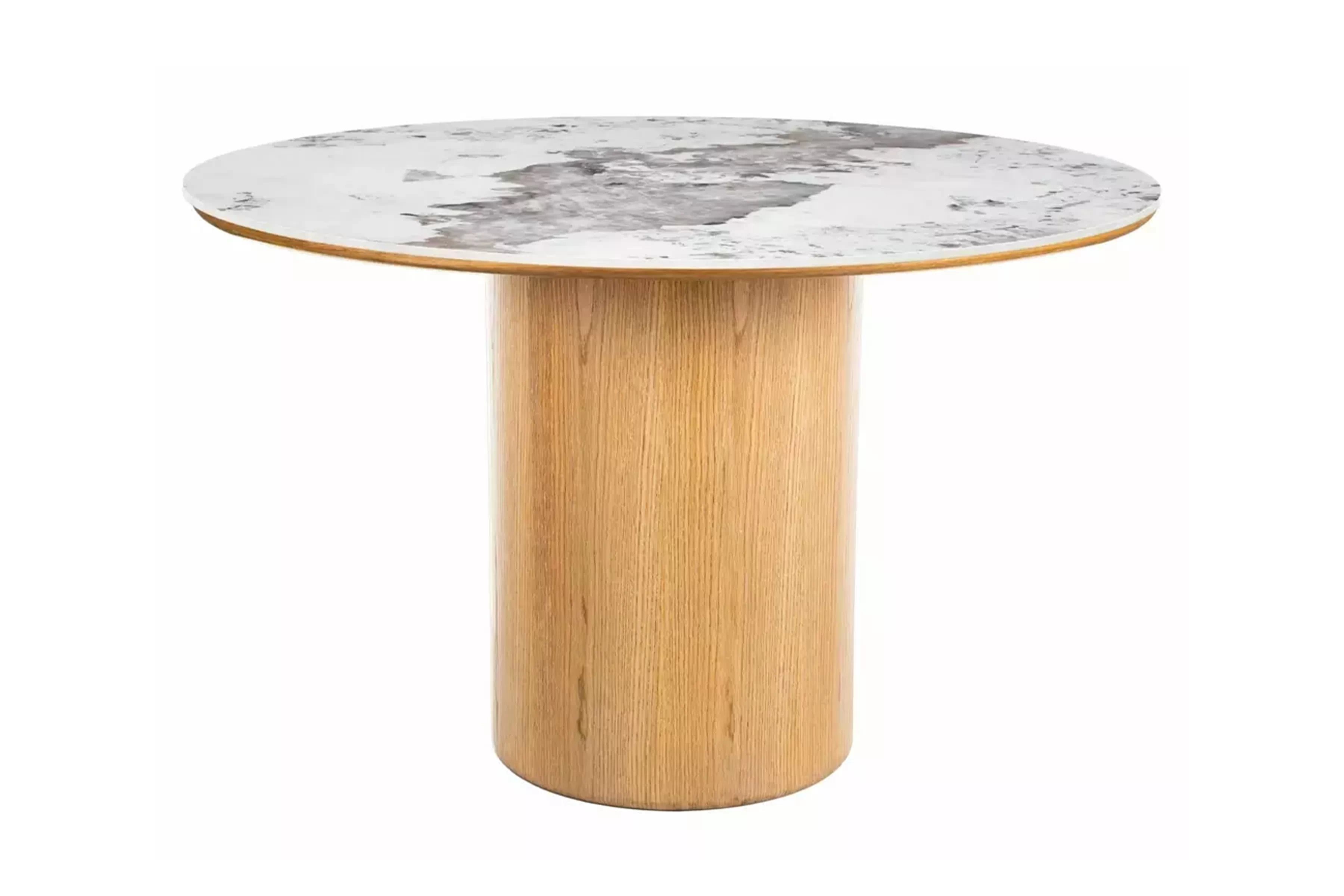 Okrúhly stôl Vensaro 120 cm - mramor / prírodný dub Stôl okragly Vensaro 120 cm - mramor / Dub prírodné