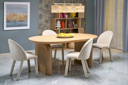 Ovalný stôl Daxori 180-260x100 cm rozkladací - prírodný dub Stôl owalny Daxori 180-260x100 cm rozkladany - Dub prírodné