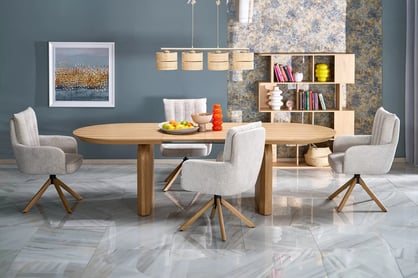 Ovalný stôl Daxori 180-260x100 cm rozkladací - prírodný dub Stôl owalny Daxori 180-260x100 cm rozkladany - Dub prírodné