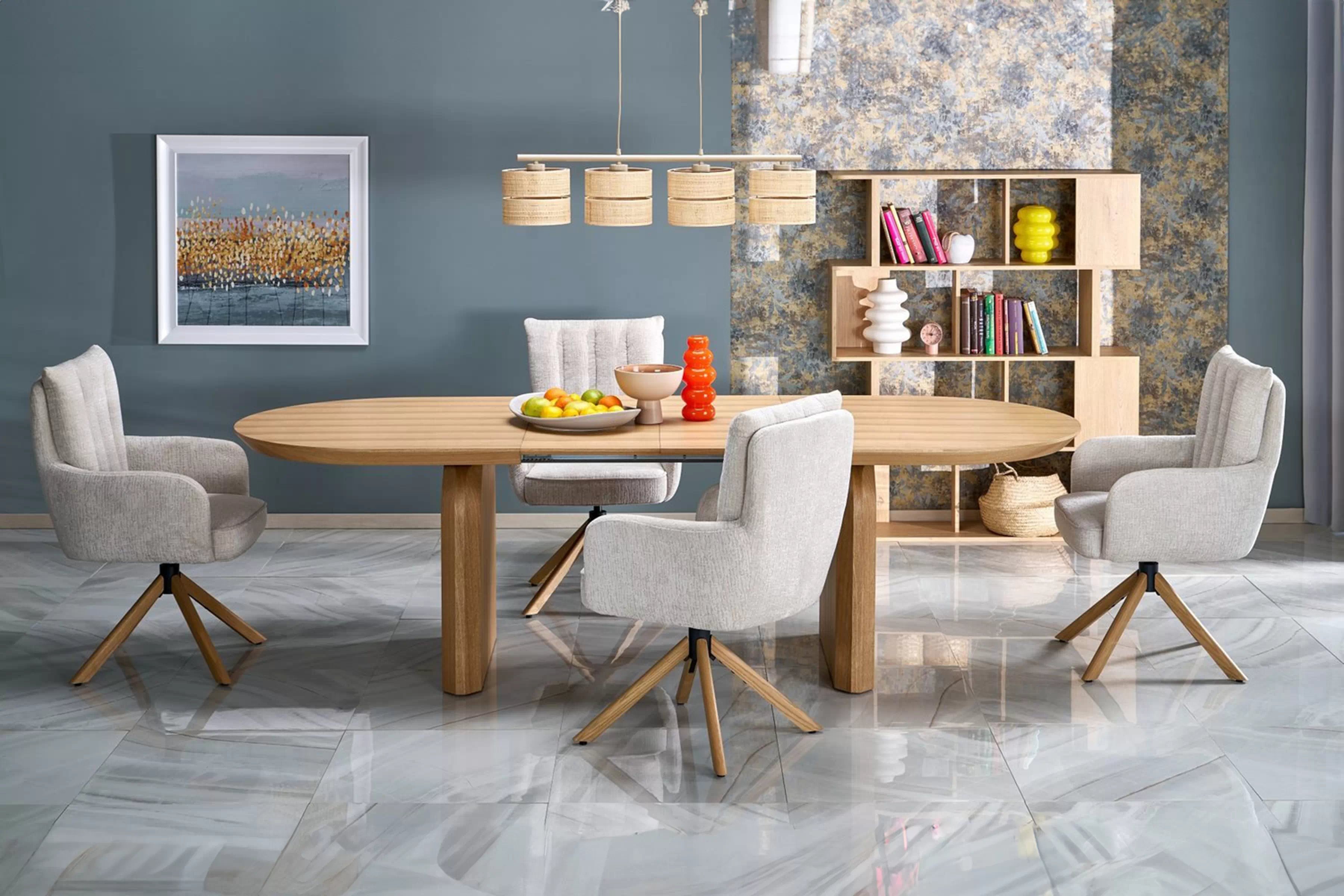 Ovalný stôl Daxori 180-260x100 cm rozkladací - prírodný dub Stôl owalny Daxori 180-260x100 cm rozkladany - Dub prírodné