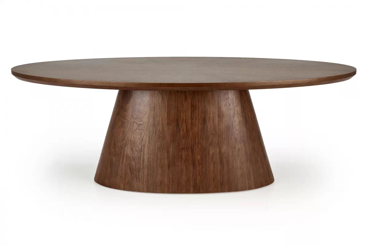 Oválny stôl Lunver a 4 stoličky Fioren - orech / popolavý šenil Aragon 97 / orech Stôl owalny Lunver z czterema krzeslami tapicerowanymi Fioren - Orech / Popolový šenil Aragon 97 / Orech 