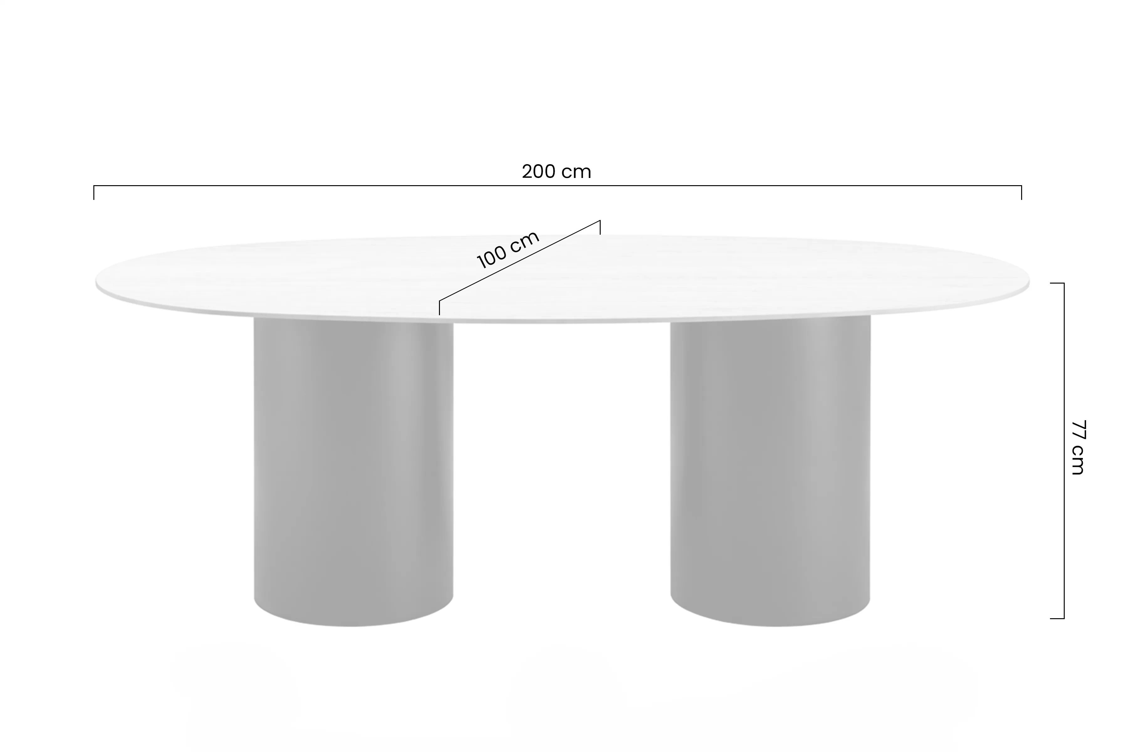 Oválny stôl Molven 200x100 cm - travertín mramor / čierny Stôl owalny Molven 200x100 cm - Travertín mramor / Čierny
