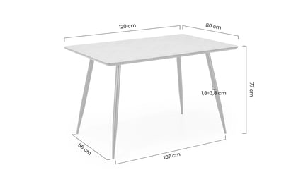 Obdĺžnikový stôl Berto 120x80 cm - prírodný dub rybia kosť / čierna Stôl prostokatny Berto 120x80 cm - Dub prírodné jodelka / Čierny
