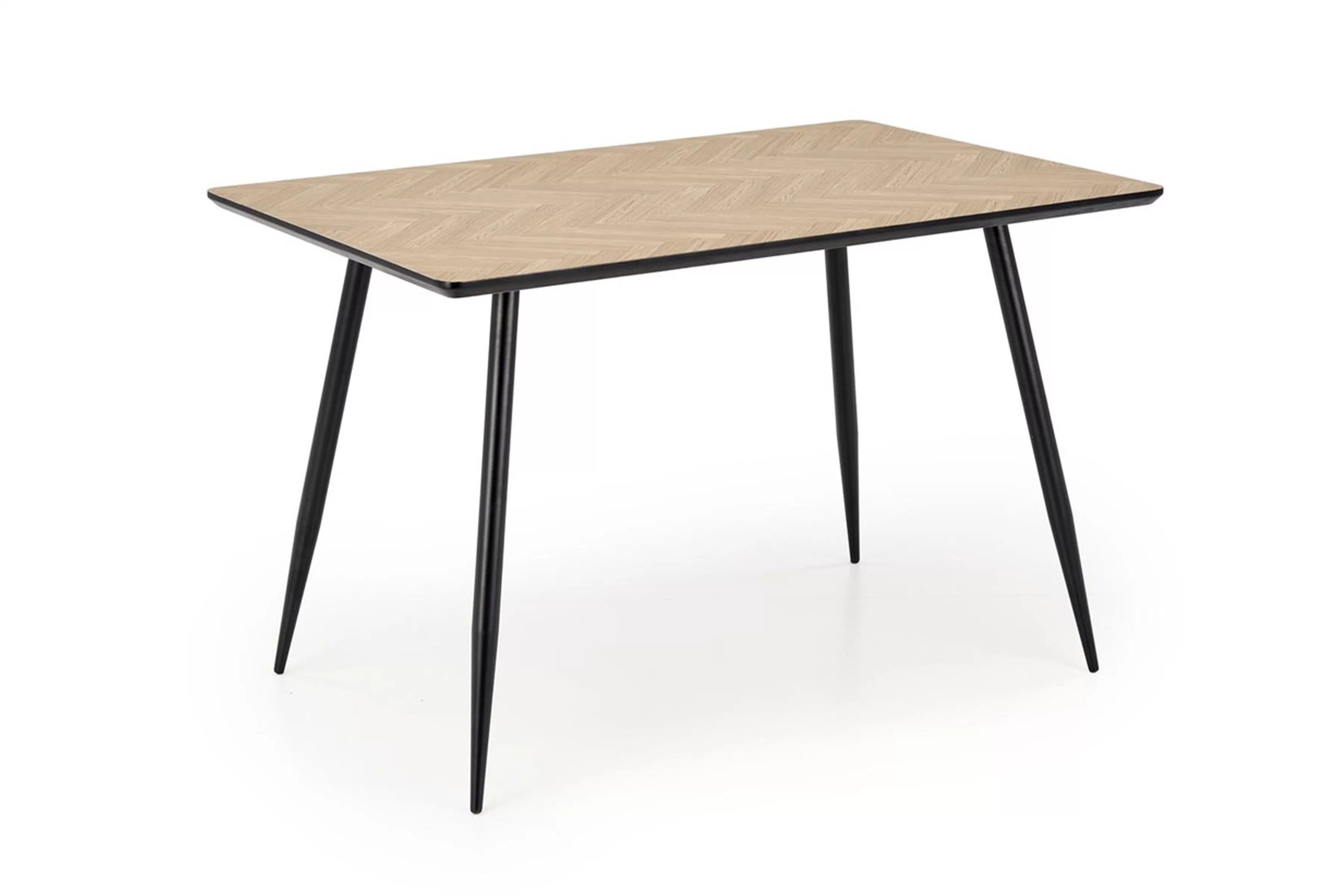 Obdĺžnikový stôl Berto 120x80 cm - prírodný dub rybia kosť / čierna Stôl prostokatny Berto 120x80 cm - Dub prírodné jodelka / Čierny