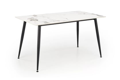 Obdĺžnikový stôl Emilio 140x80 cm - biely mramor / čierna