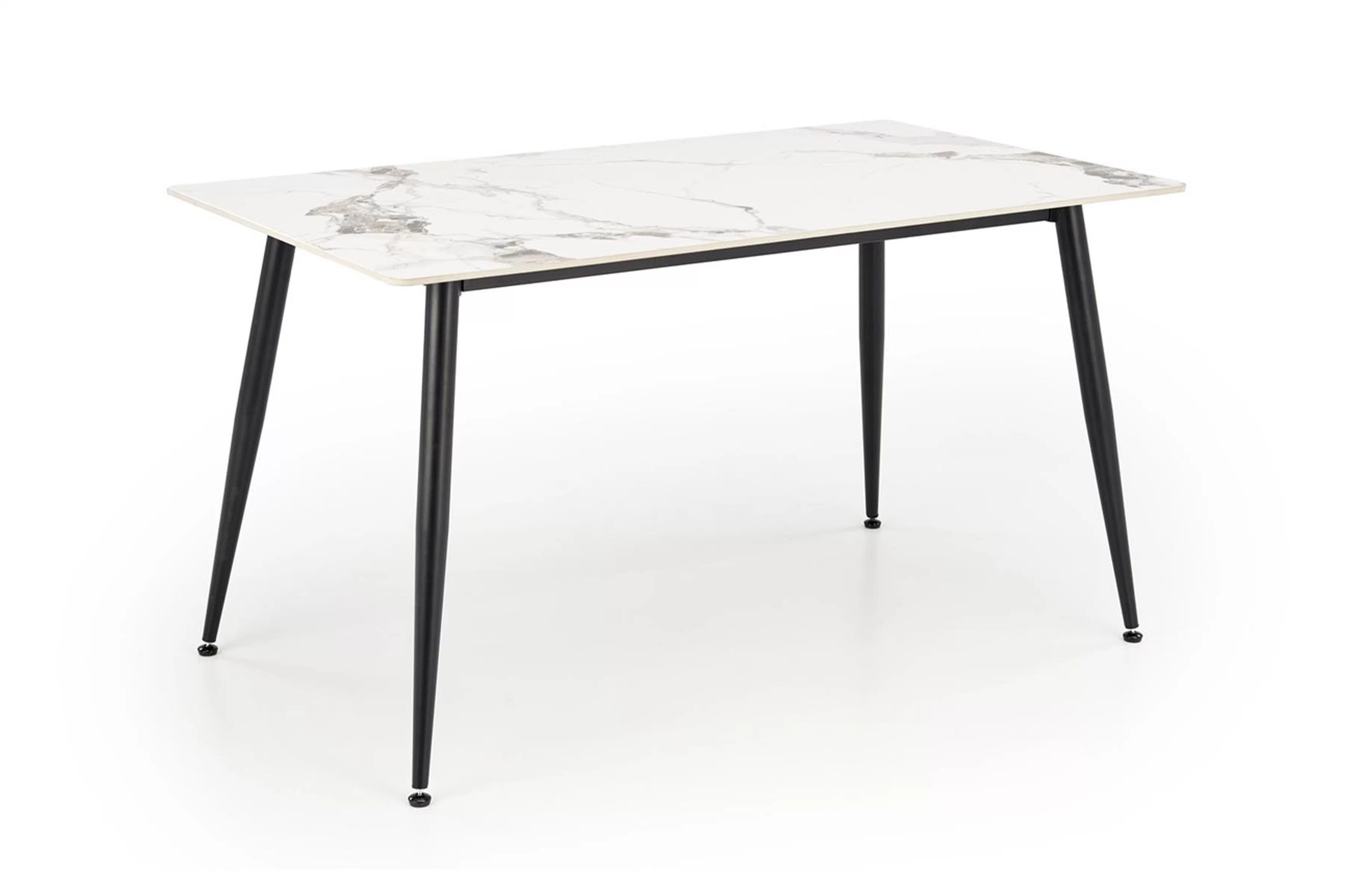 Obdĺžnikový stôl Emilio 140x80 cm - biely mramor / čierna Stôl prostokatny Emilio 140x80 cm - Biely mramor / Čierny