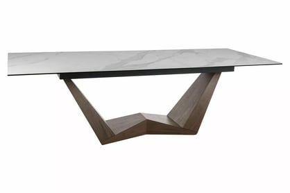 Biely rozkladací stôl Naxira 200-250x98 cm - mramor / orech Stôl prostokatny Naxira 200-250x98 cm rozkladany - Biely mramor / Orech 