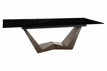 Rozkladací obdĺžnikový stôl Naxira 200-250x98 cm - čierny mramor / orech Stôl prostokatny Naxira 200-250x98 cm rozkladany - Čierny mramor / Orech 