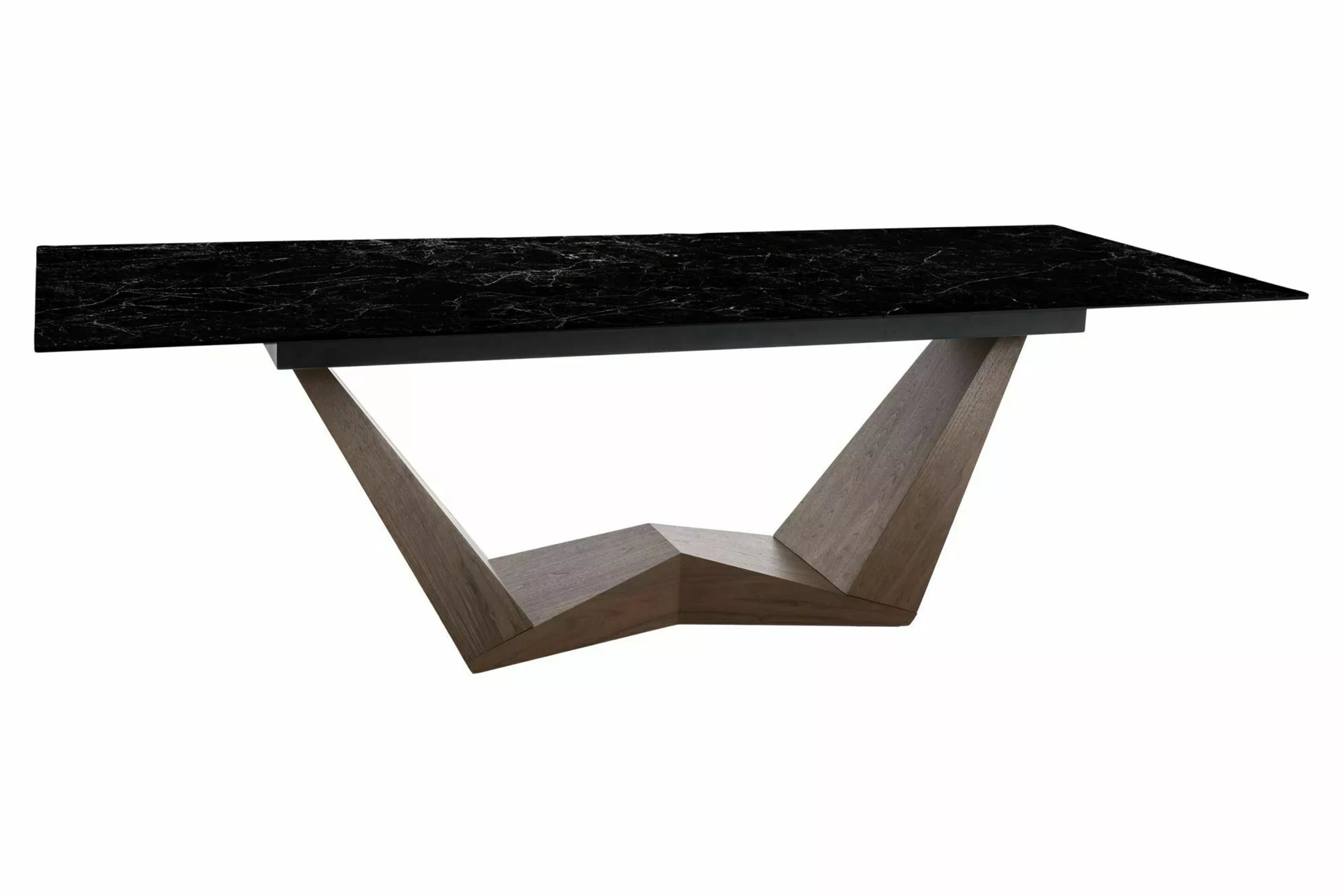 Rozkladací obdĺžnikový stôl Naxira 200-250x98 cm - čierny mramor / orech Stôl prostokatny Naxira 200-250x98 cm rozkladany - Čierny mramor / Orech 