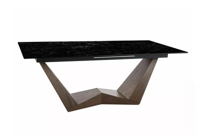 Rozkladací obdĺžnikový stôl Naxira 200-250x98 cm - čierny mramor / orech Stôl prostokatny Naxira 200-250x98 cm rozkladany - Čierny mramor / Orech 