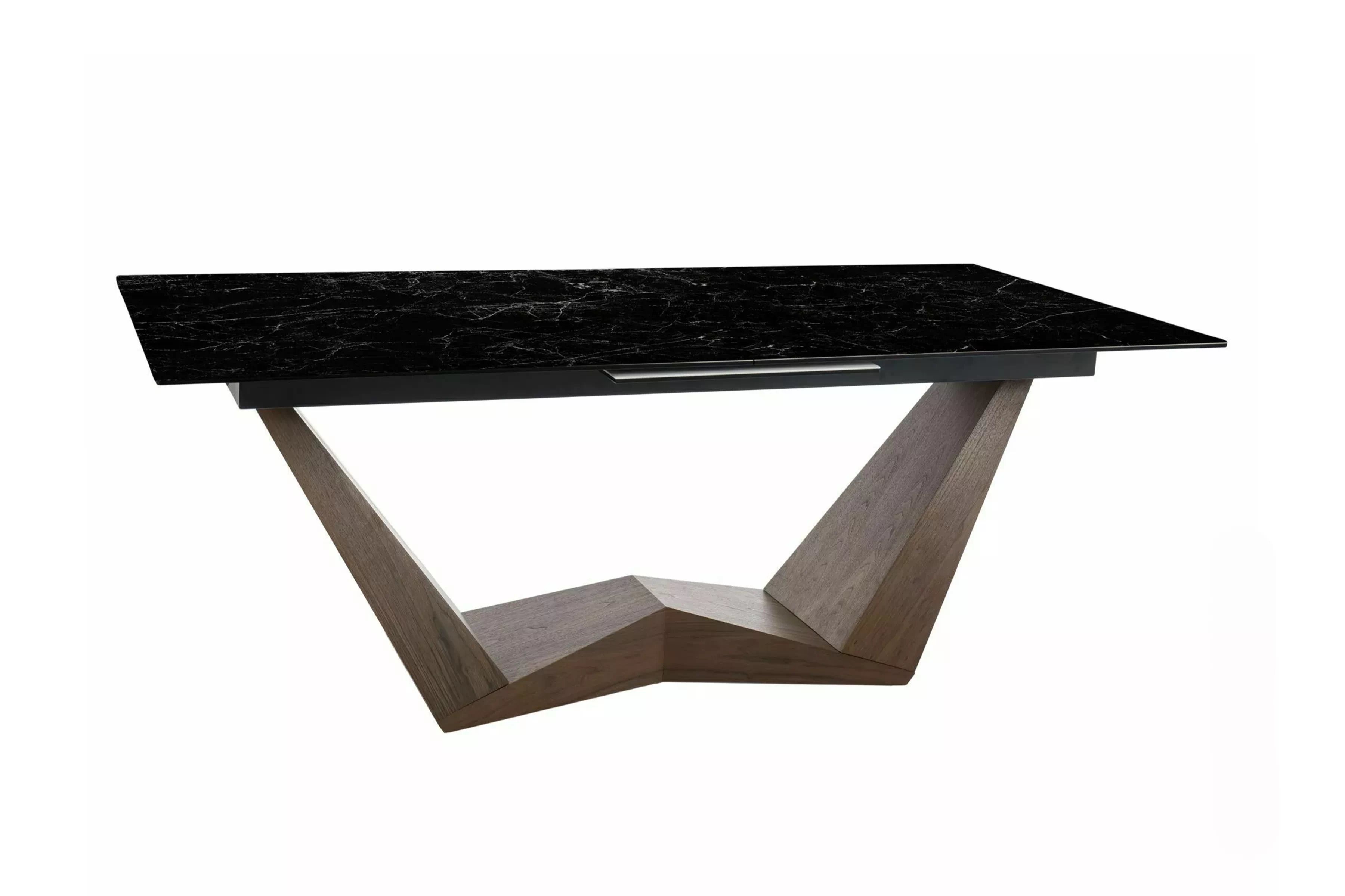 Rozkladací obdĺžnikový stôl Naxira 200-250x98 cm - čierny mramor / orech Stôl prostokatny Naxira 200-250x98 cm rozkladany - Čierny mramor / Orech 