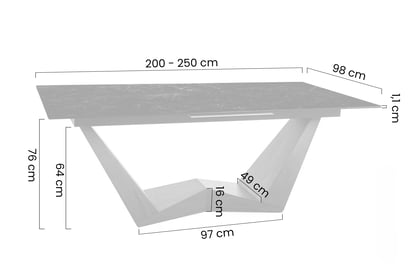 Rozkladací obdĺžnikový stôl Naxira 200-250x98 cm - čierny mramor / orech Stôl prostokatny Naxira 200-250x98 cm rozkladany - Čierny mramor / Orech 