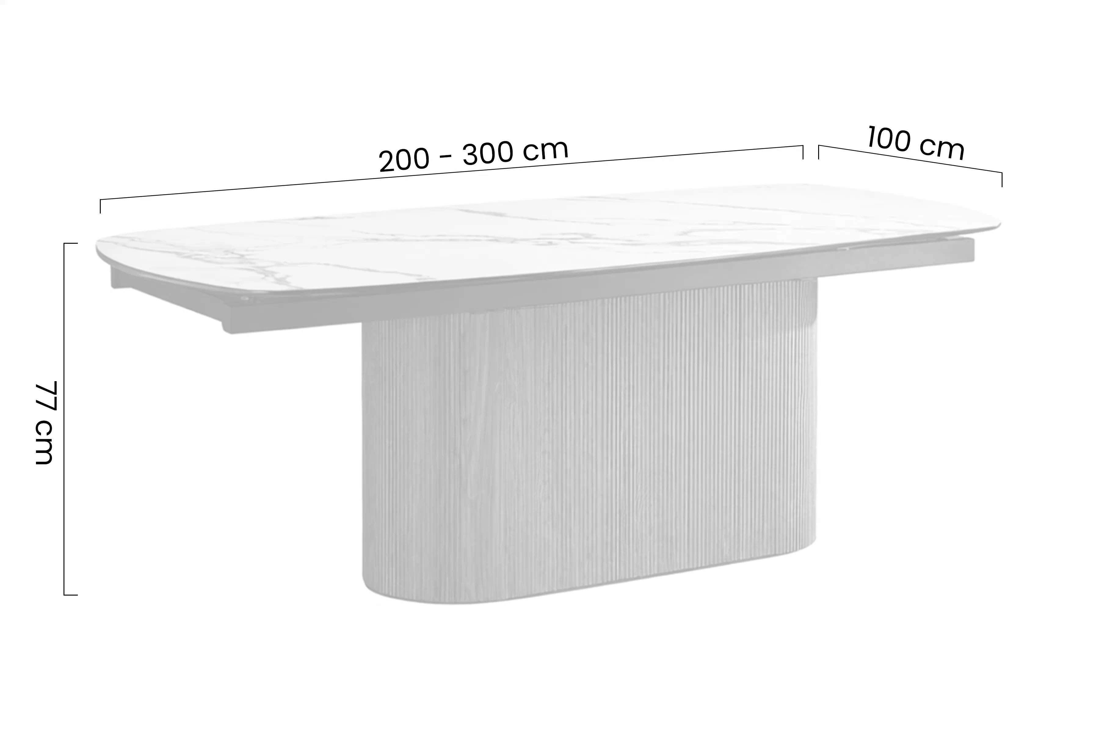 Biely rozkladací stôl Virex 200-300x100 cm - mramor a orech Stôl prostokatny Virex 200-300x100 cm rozkladany - Biely mramor / Orech