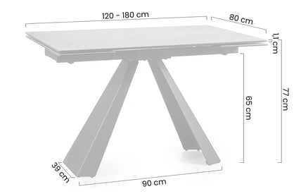 Rozkladací stôl Zanivo 120-180x80 cm keramický - tmavo šedý mramor / čierny Stôl prostokatny Zanivo 120-180x80 cm rozkladany - šedý mramor / Čierny