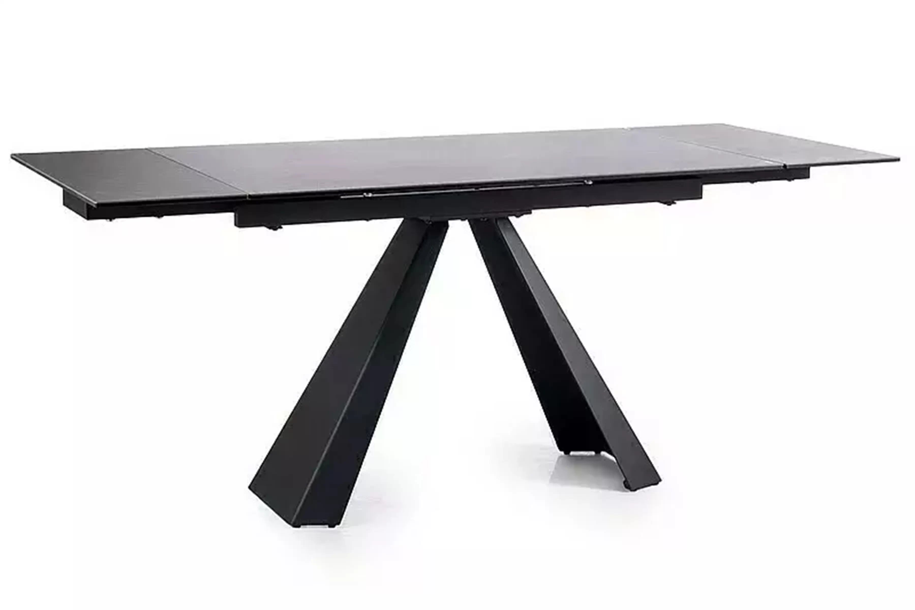 Rozkladací stôl Zanivo 120-180x80 cm keramický - tmavo šedý mramor / čierny Stôl prostokatny Zanivo 120-180x80 cm rozkladany - šedý mramor / Čierny