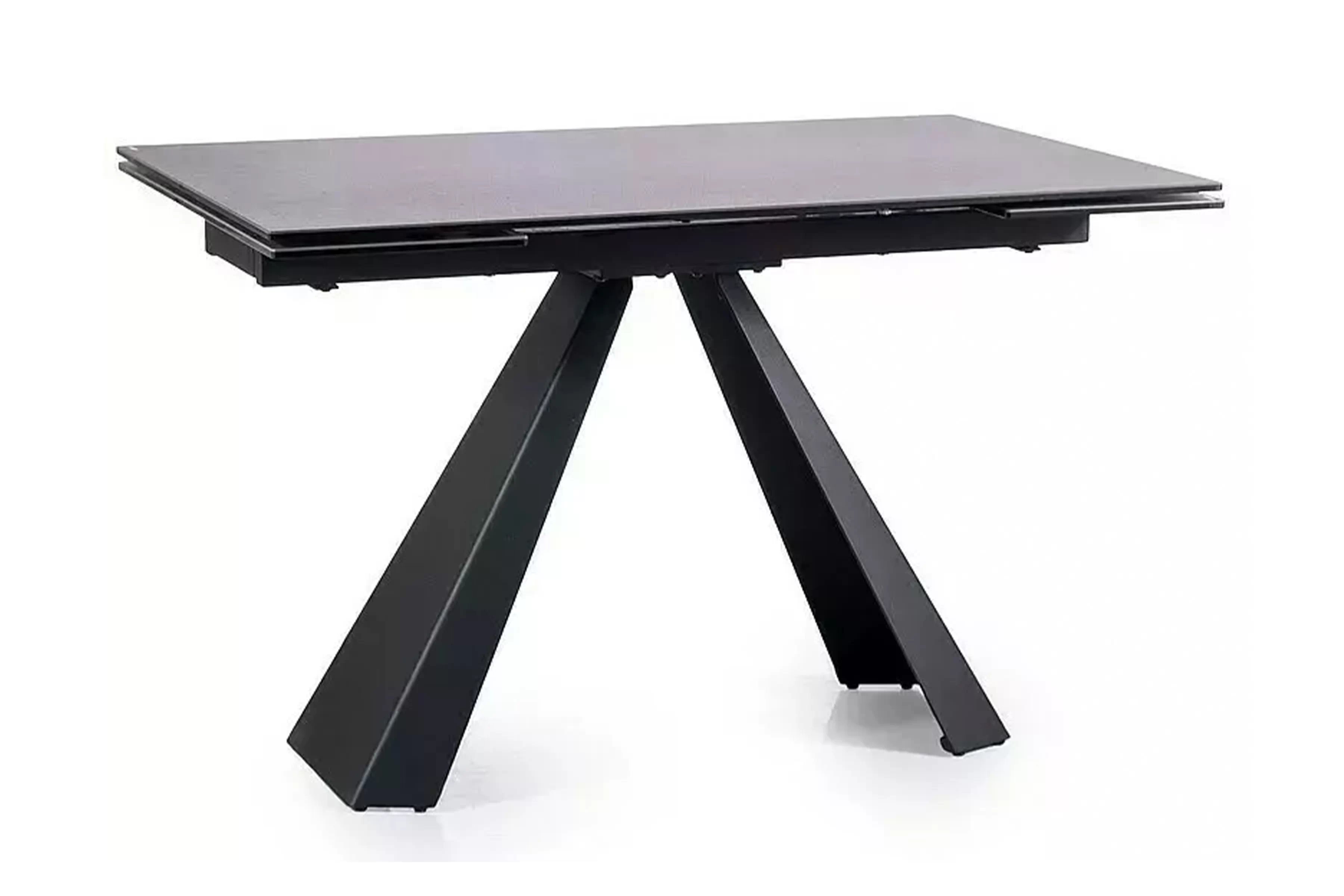 Rozkladací stôl Zanivo 120-180x80 cm keramický - tmavo šedý mramor / čierny Stôl prostokatny Zanivo 120-180x80 cm rozkladany - šedý mramor / Čierny