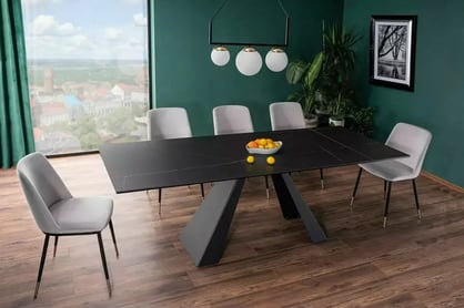 Rozkladací stôl Zanivo 160-240x90 cm keramický - čierny mramor / čierny Stôl prostokatny Zanivo 160-240x90 cm rozkladany - Čierny mramor / Čierny