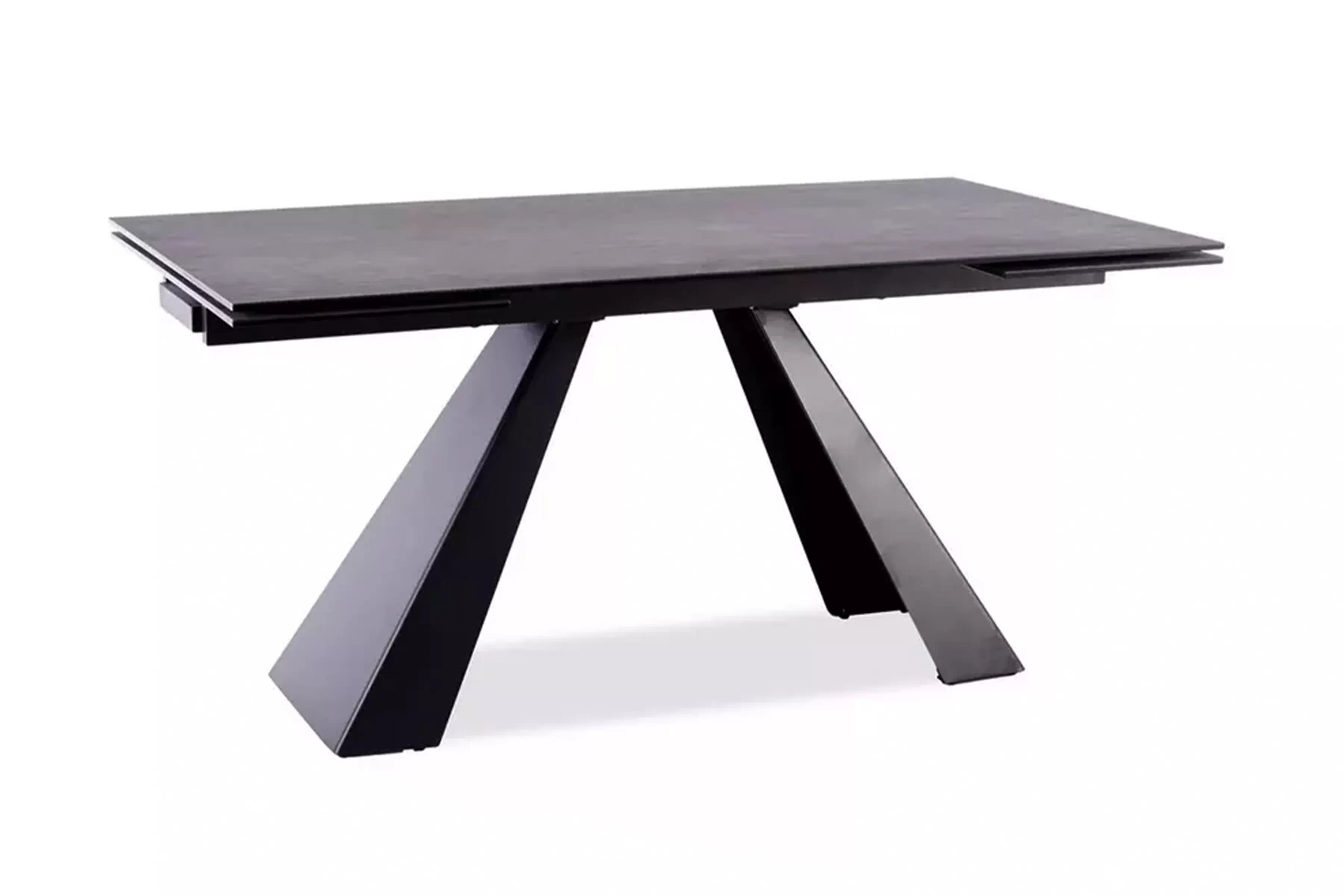 Rozkladací stôl Zanivo 180-260x90 cm keramický - sivý mramor / čierny Stôl prostokatny Zanivo 180-260x90 cm rozkladany - šedý mramor / Čierny