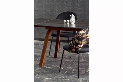 Rozkladací obdĺžnikový stôl Zantara 140-200x82 cm - čierny mramor / orech Stôl prostokatny Zantara 140-200x82 cm rozkladany - Čierny mramor / Orech