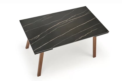 Rozkladací obdĺžnikový stôl Zantara 140-200x82 cm - čierny mramor / orech Stôl prostokatny Zantara 140-200x82 cm rozkladany - Čierny mramor / Orech