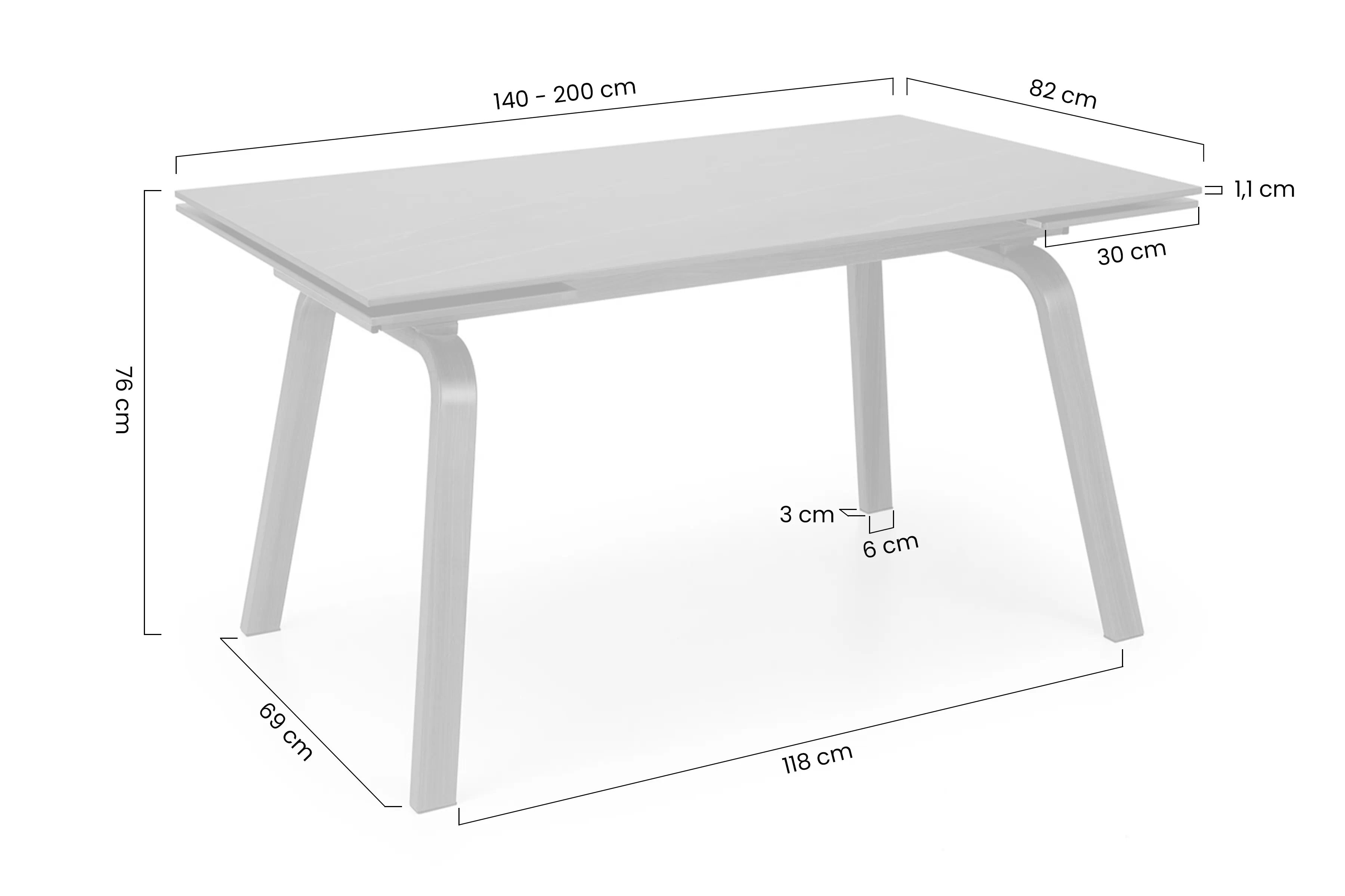 Rozkladací obdĺžnikový stôl Zantara 140-200x82 cm - čierny mramor / orech Stôl prostokatny Zantara 140-200x82 cm rozkladany - Čierny mramor / Orech