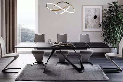 Rozkladací stôl Aleniro 160-240x90 cm - čierny mramor / čierny Stôl rozkladany Aleniro 160-240x90 cm - Čierny mramor / Čierny