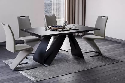 Rozkladací stôl Aleniro 160-240x90 cm - čierny mramor / čierny Stôl rozkladany Aleniro 160-240x90 cm - Čierny mramor / Čierny