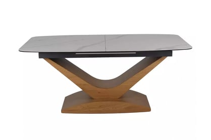 Rozkladací stôl Averino 180-240x95 cm - biely mramor / dub Stôl rozkladany Averino 180-240x95 cm - Biely mramor / Dub