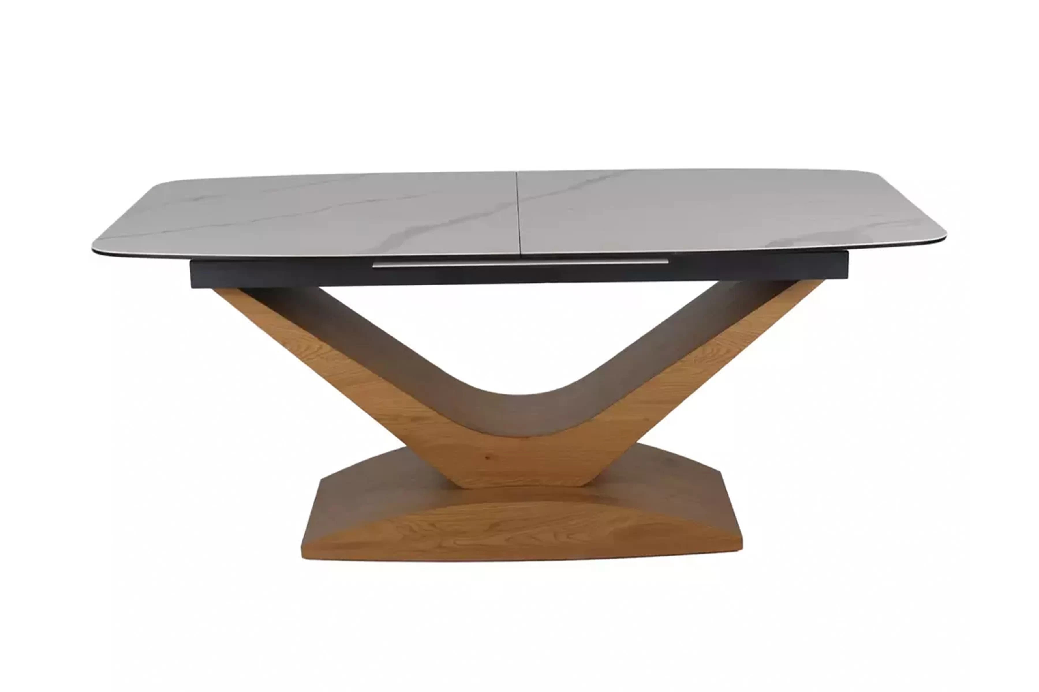 Rozkladací stôl Averino 180-240x95 cm - biely mramor / dub Stôl rozkladany Averino 180-240x95 cm - Biely mramor / Dub