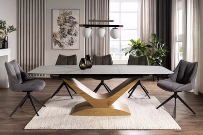 Rozkladací stôl Averino 180-240x95 cm - biely mramor / dub Stôl rozkladany Averino 180-240x95 cm - Biely mramor / Dub