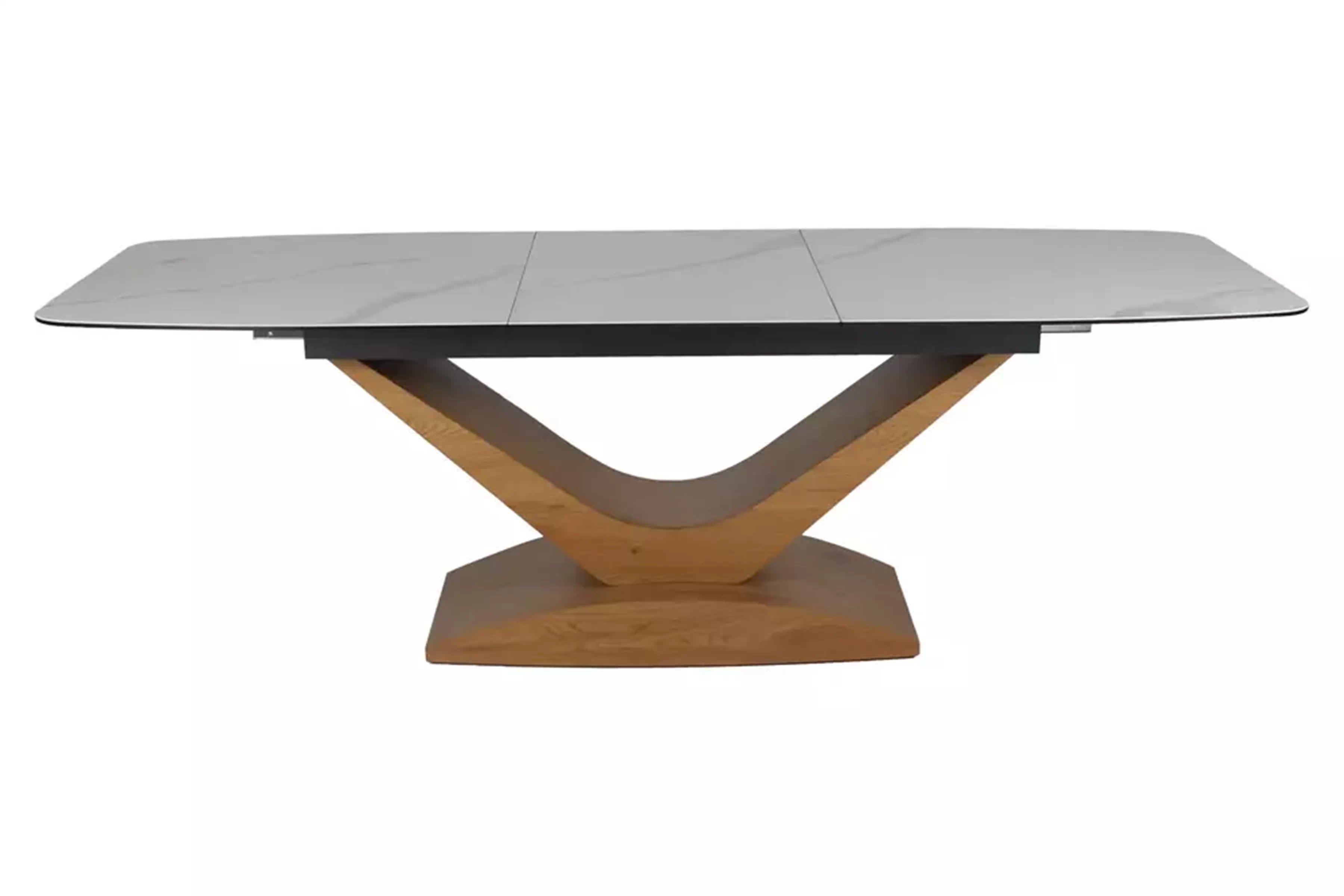 Rozkladací stôl Averino 180-240x95 cm - biely mramor / dub Stôl rozkladany Averino 180-240x95 cm - Biely mramor / Dub