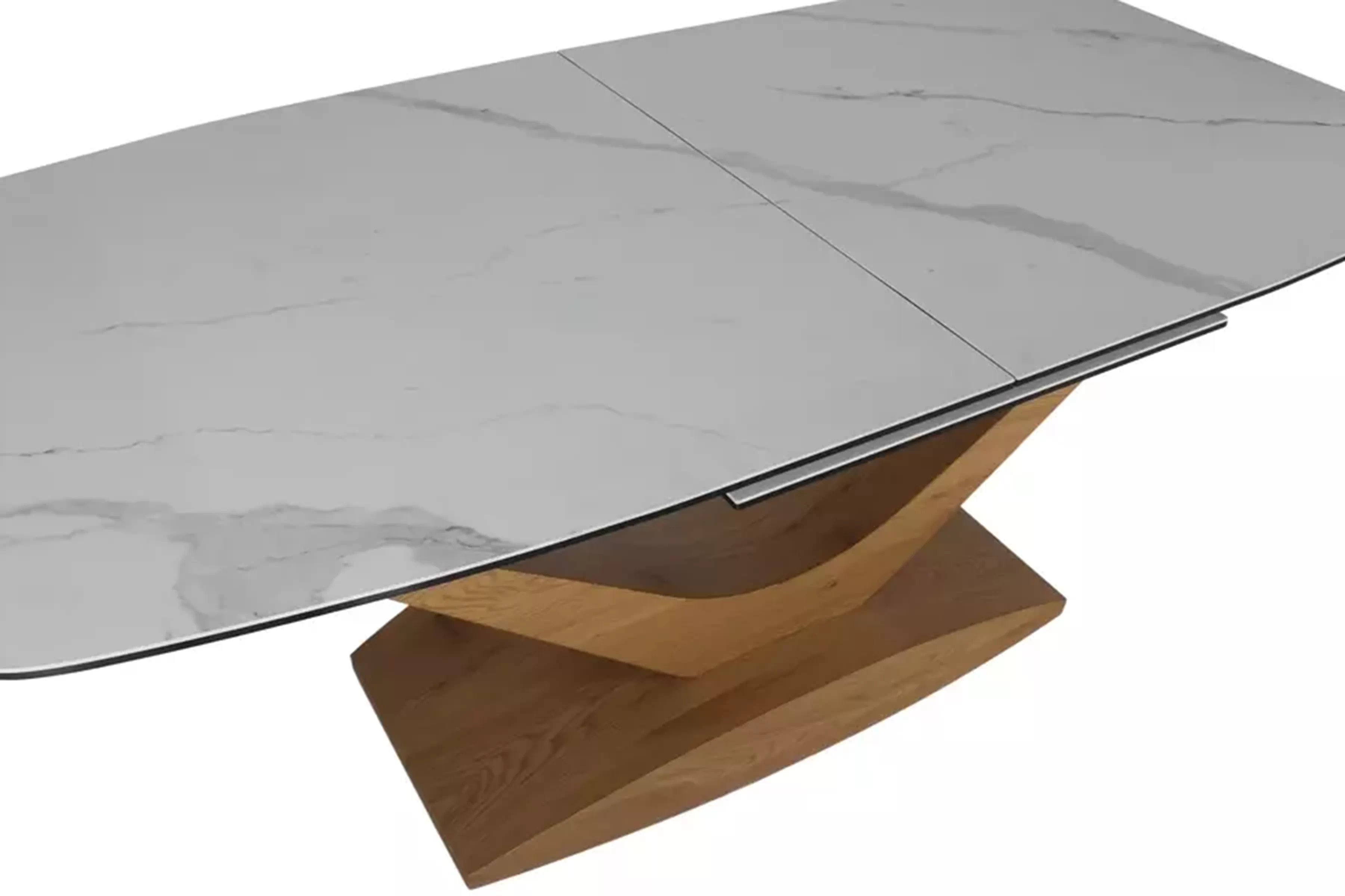 Rozkladací stôl Averino 180-240x95 cm - biely mramor / dub Stôl rozkladany Averino 180-240x95 cm - Biely mramor / Dub