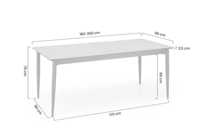 Rozkladací stôl Charles 180-260x90 cm - sivý mramor / čierna Stôl rozkladany Charles 180-260x90 cm - Popolový mramor / Čierny