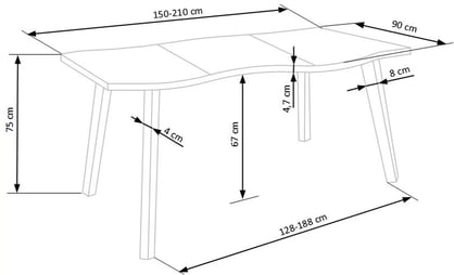 Rozkladací stôl Sanvi - 150-210x90 cm - prírodný / čierny Stôl rozkladany dickson - prírodné/Čierny