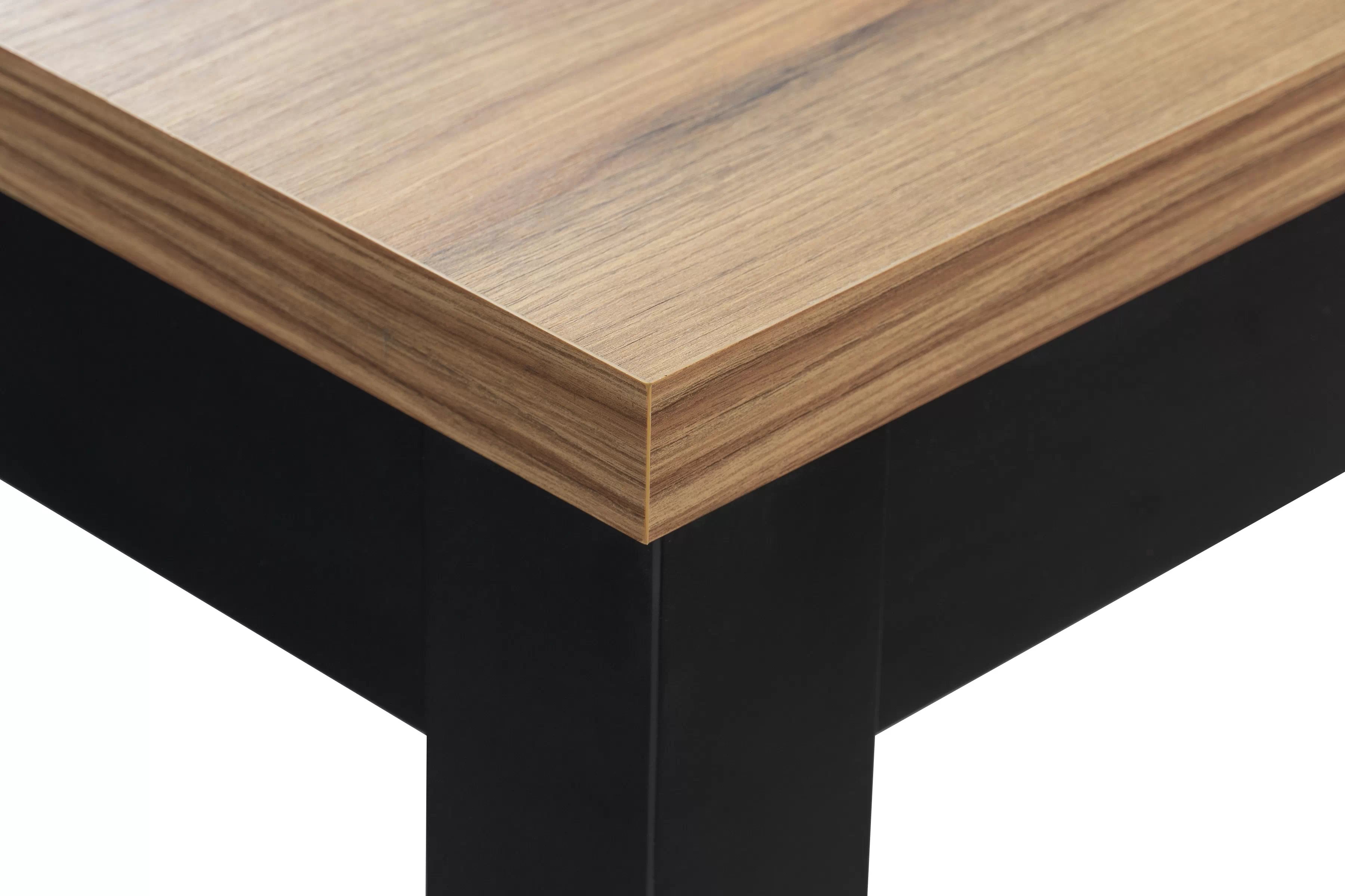 Rozkladací jedálenský stôl Werona 140-220x80 cm - dub praveký / čierna Stôl rozkladany do jedálne 140-220x80 cm Werona na drewnianych nogach - Dub pradawny / čierny nožičky