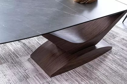 Rozkládací jídelní stůl Dolce Ceramic 180-240x95 cm - šedý mramor / ořech Stůl rozkladany Dolce Ceramic 180-240x95 cm - šedá mramor / ořech