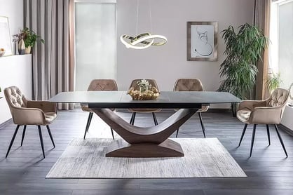 Rozkládací jídelní stůl Dolce Ceramic 180-240x95 cm - šedý mramor / ořech Stůl rozkladany Dolce Ceramic 180-240x95 cm - šedá mramor / ořech