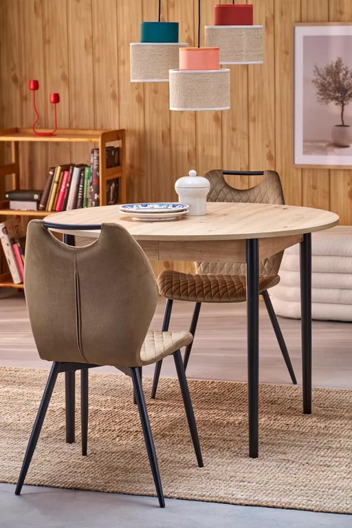 Rozkladací jedálenský stôl Elaris 102-142x102 cm - dub artisan / čierne nožičky Stôl rozkladany Elaris 102-142x102 cm Dub artisan / nožičky čierny