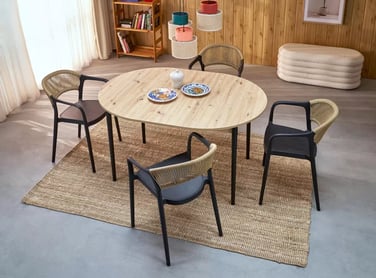 Rozkladací jedálenský stôl Elaris 102-142x102 cm - dub artisan / čierne nožičky Stôl rozkladany Elaris 102-142x102 cm Dub artisan / nožičky čierny