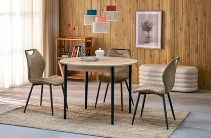 Rozkladací jedálenský stôl Elaris 102-142x102 cm - dub artisan / čierne nožičky Stôl rozkladany Elaris 102-142x102 cm Dub artisan / nožičky čierny