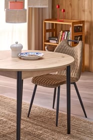 Rozkladací jedálenský stôl Elaris 102-142x102 cm - dub artisan / čierne nožičky Stôl rozkladany Elaris 102-142x102 cm Dub artisan / nožičky čierny