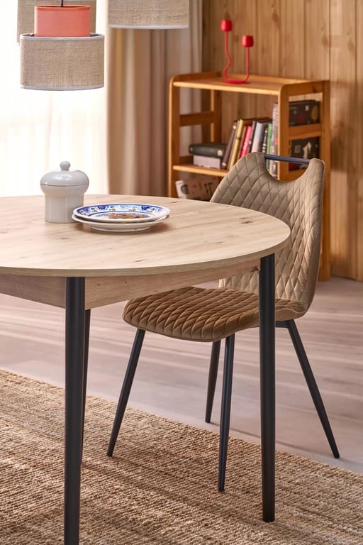 Rozkladací jedálenský stôl Elaris 102-142x102 cm - dub artisan / čierne nožičky Stôl rozkladany Elaris 102-142x102 cm Dub artisan / nožičky čierny