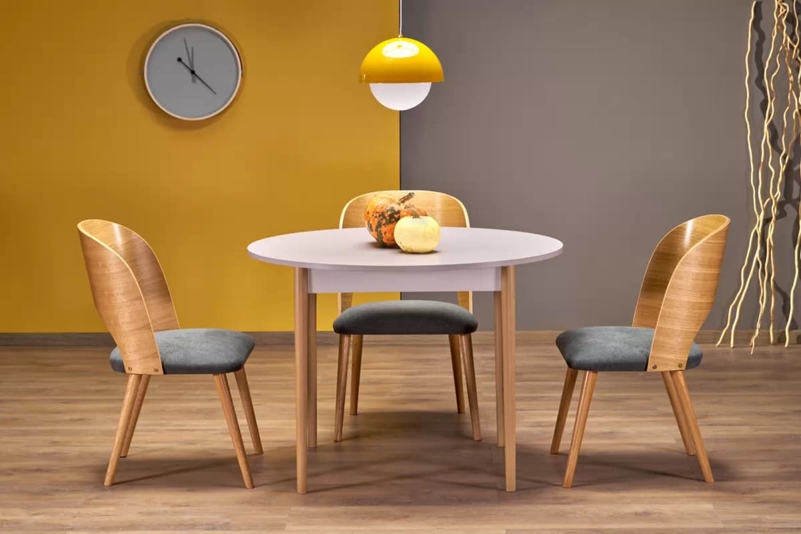 Rozkladací jedálenský stôl Elaris 102-142x102 cm - kašmír / dub prírodný Stôl rozkladany Elaris 102-142x102 cm kašmír / prírodné 