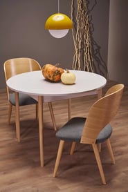 Rozkladací jedálenský stôl Elaris 102-142x102 cm - kašmír / dub prírodný Stôl rozkladany Elaris 102-142x102 cm kašmír / prírodné 