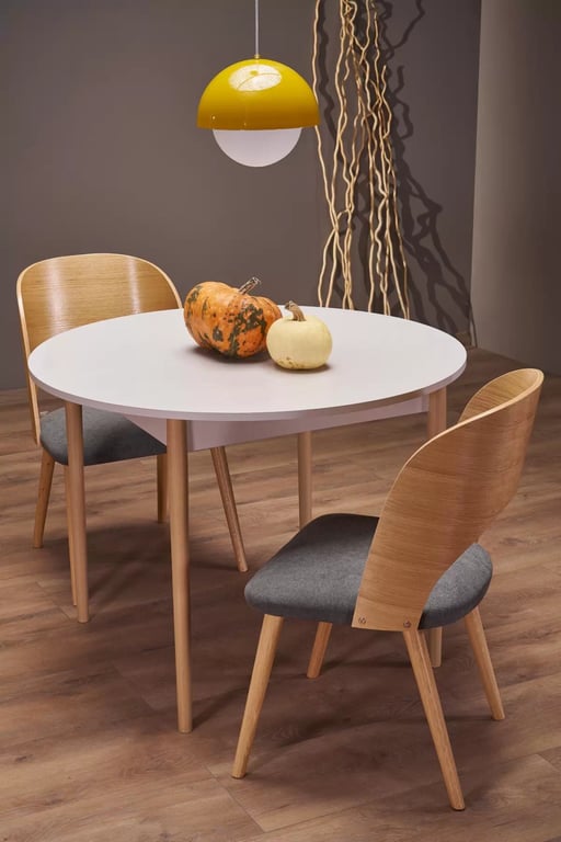 Rozkladací jedálenský stôl Elaris 102-142x102 cm - kašmír / dub prírodný Stôl rozkladany Elaris 102-142x102 cm kašmír / prírodné 