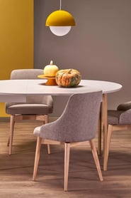 Rozkladací jedálenský stôl Elaris 102-142x102 cm - kašmír / dub prírodný Stôl rozkladany Elaris 102-142x102 cm kašmír / prírodné 