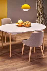 Rozkladací jedálenský stôl Elaris 102-142x102 cm - kašmír / dub prírodný Stôl rozkladany Elaris 102-142x102 cm kašmír / prírodné 